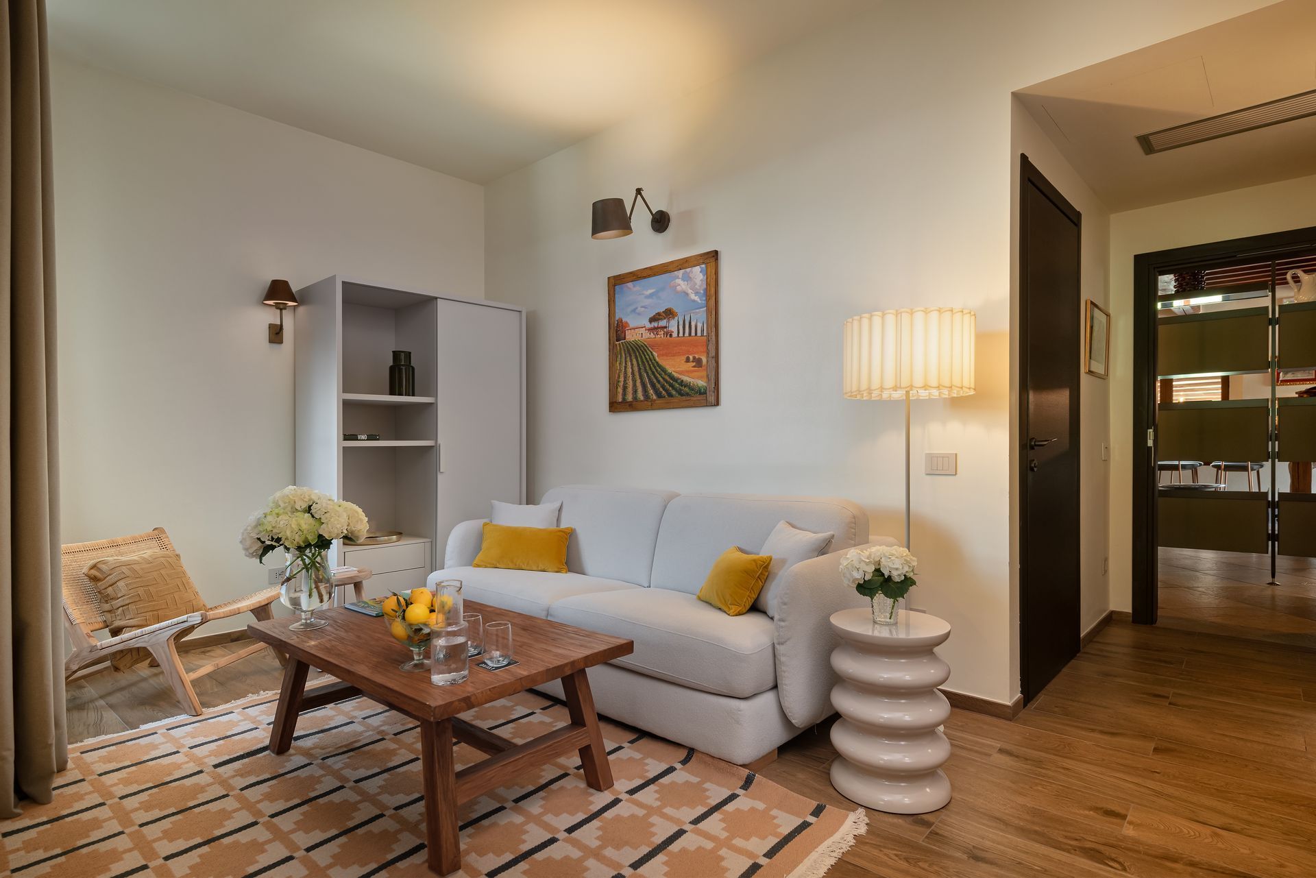 Spacious hotel suite with sleeper sofa