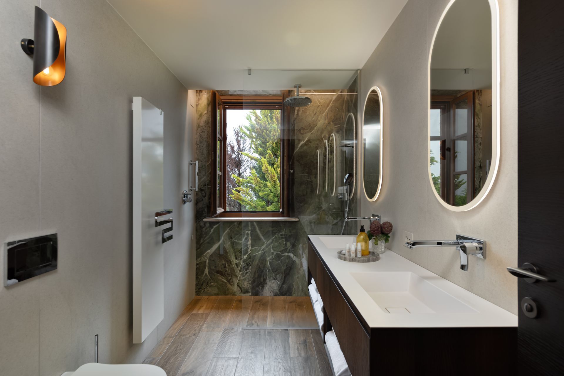 Luxury hotel shower with window