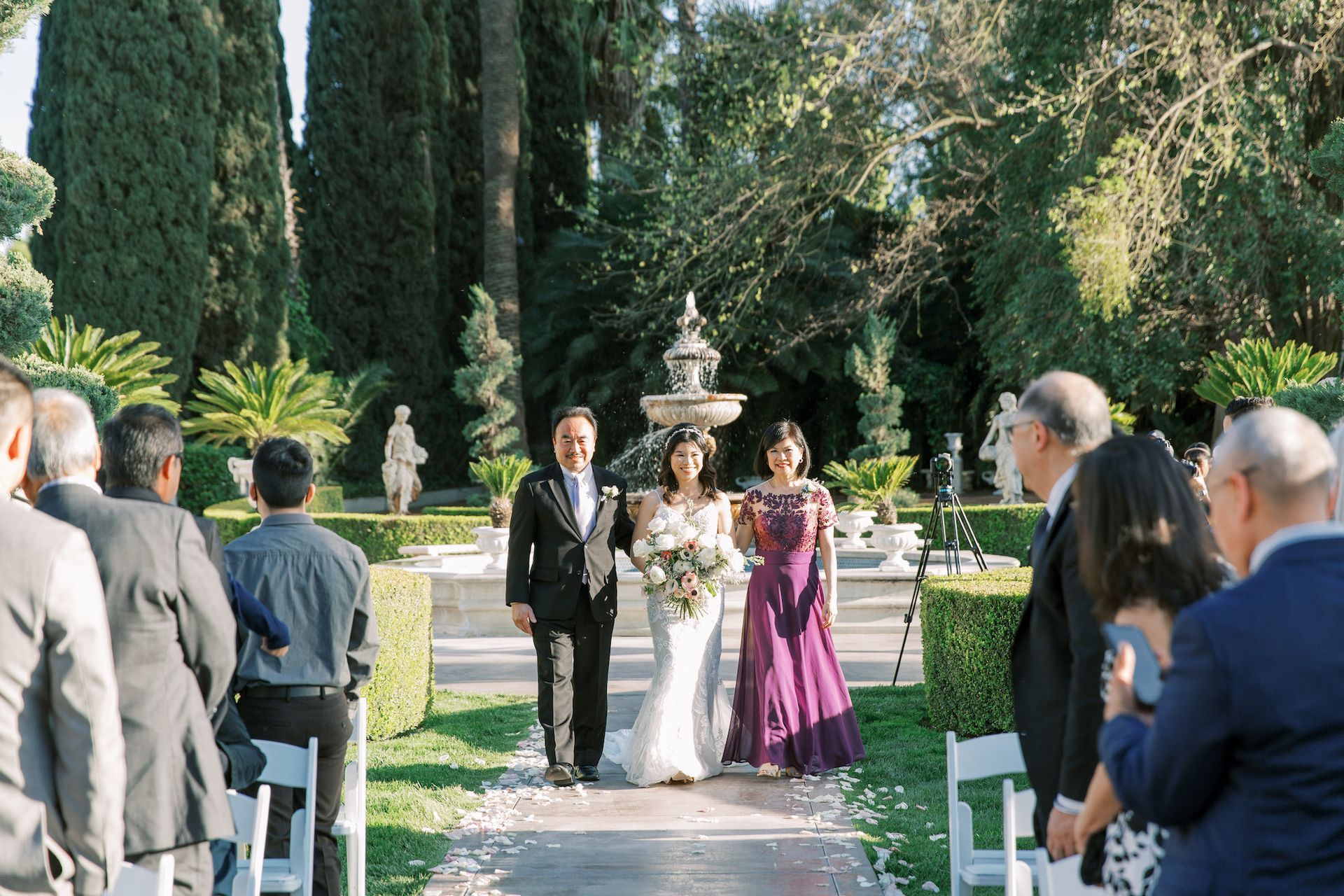 Bride Walking Down the Aisle with a Bouquet