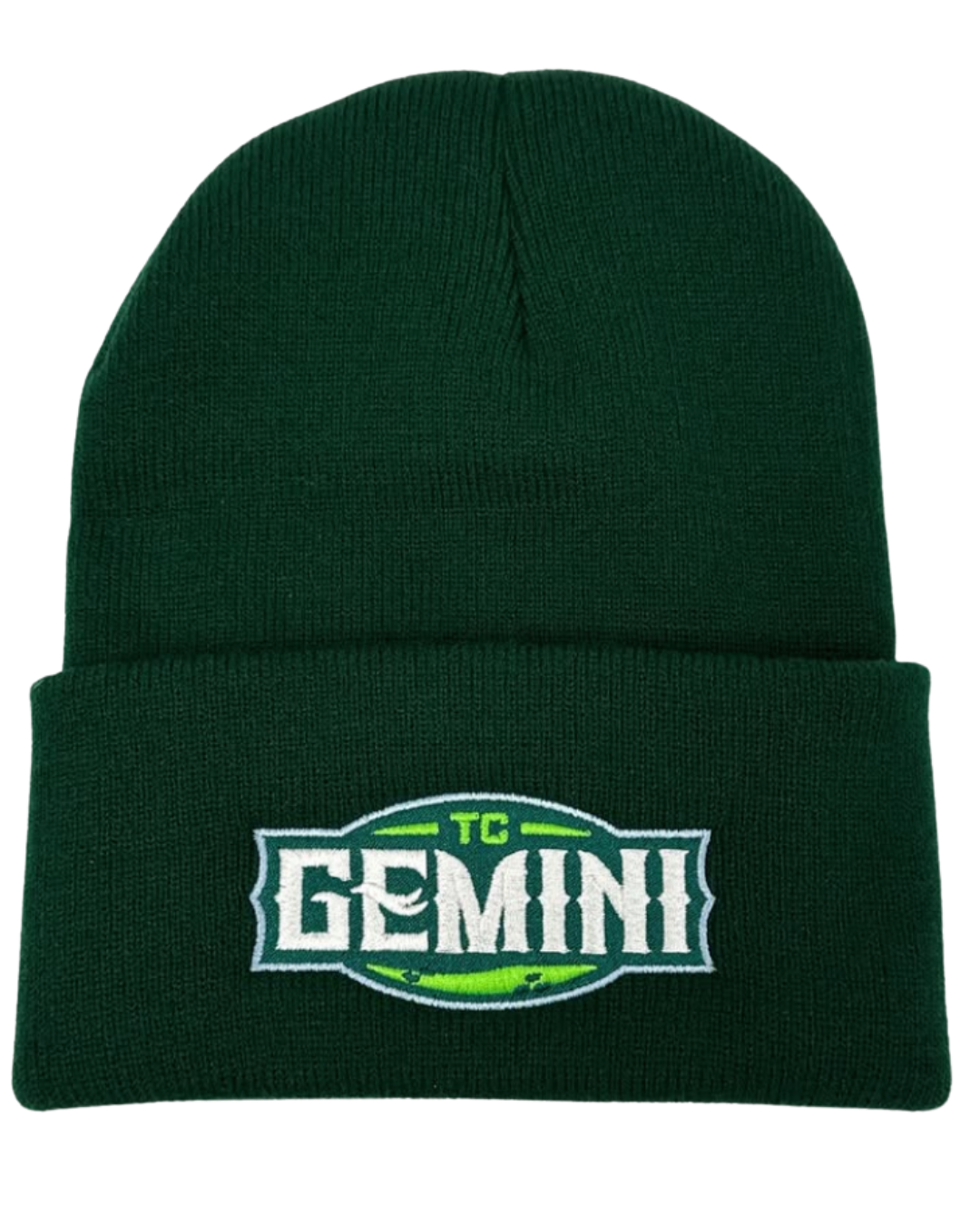 A beanie with the TC Gemini logo on it