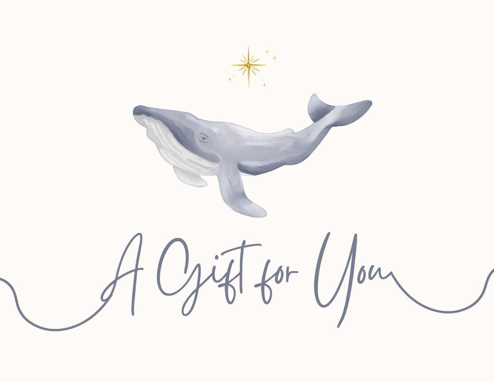 Whale illustration above cursive 