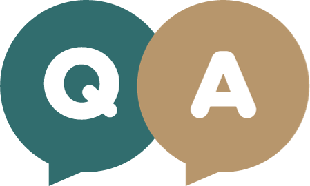 Two speech bubbles with the letters q and a on them.
