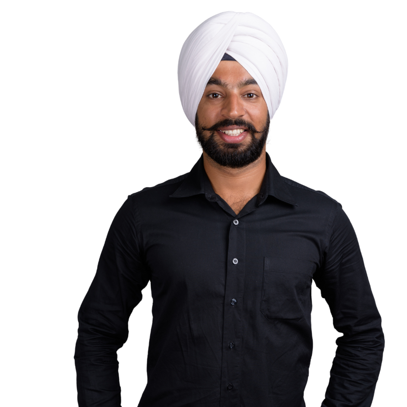 A man wearing a turban and a black shirt