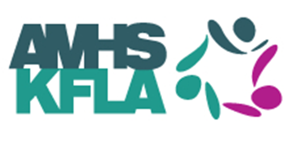 Un logo pour amhs kfla avec une personne qui court