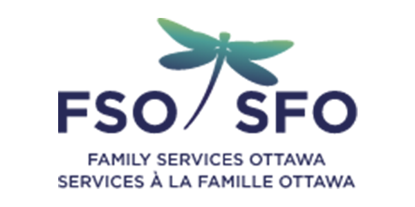 Un logo pour les services familiaux d'Ottawa avec une libellule dessus