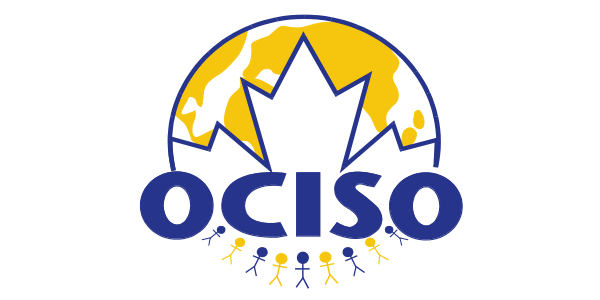 Un logo pour ociso avec une feuille d'érable et des bonhommes allumette
