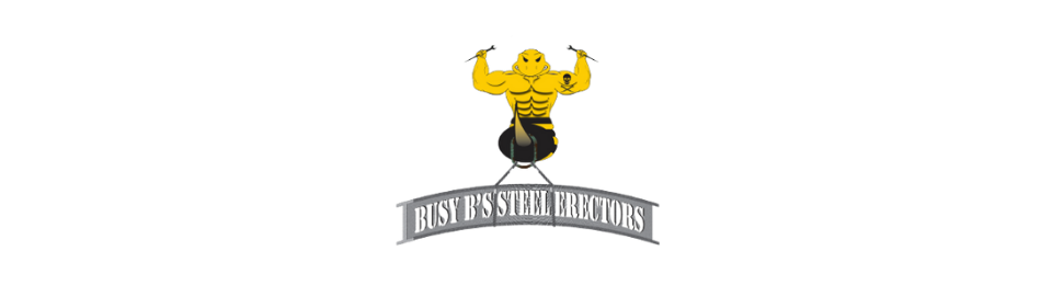 Yellow bull logo above a gray banner with white text on a white background