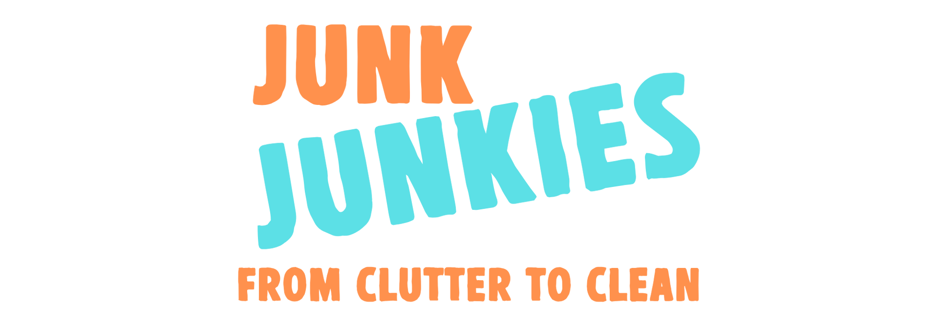 Logo reading “Junk Junkies” in orange and turquoise, with the tagline “From Clutter to Clean” below.