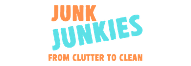 Logo reading “Junk Junkies” in orange and turquoise, with the tagline “From Clutter to Clean” below.