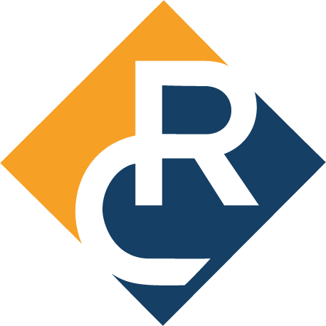 Un logo bleu et jaune avec la lettre r dessus