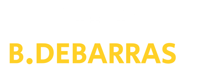 Le mot debarras est écrit en lettres jaunes sur fond blanc.