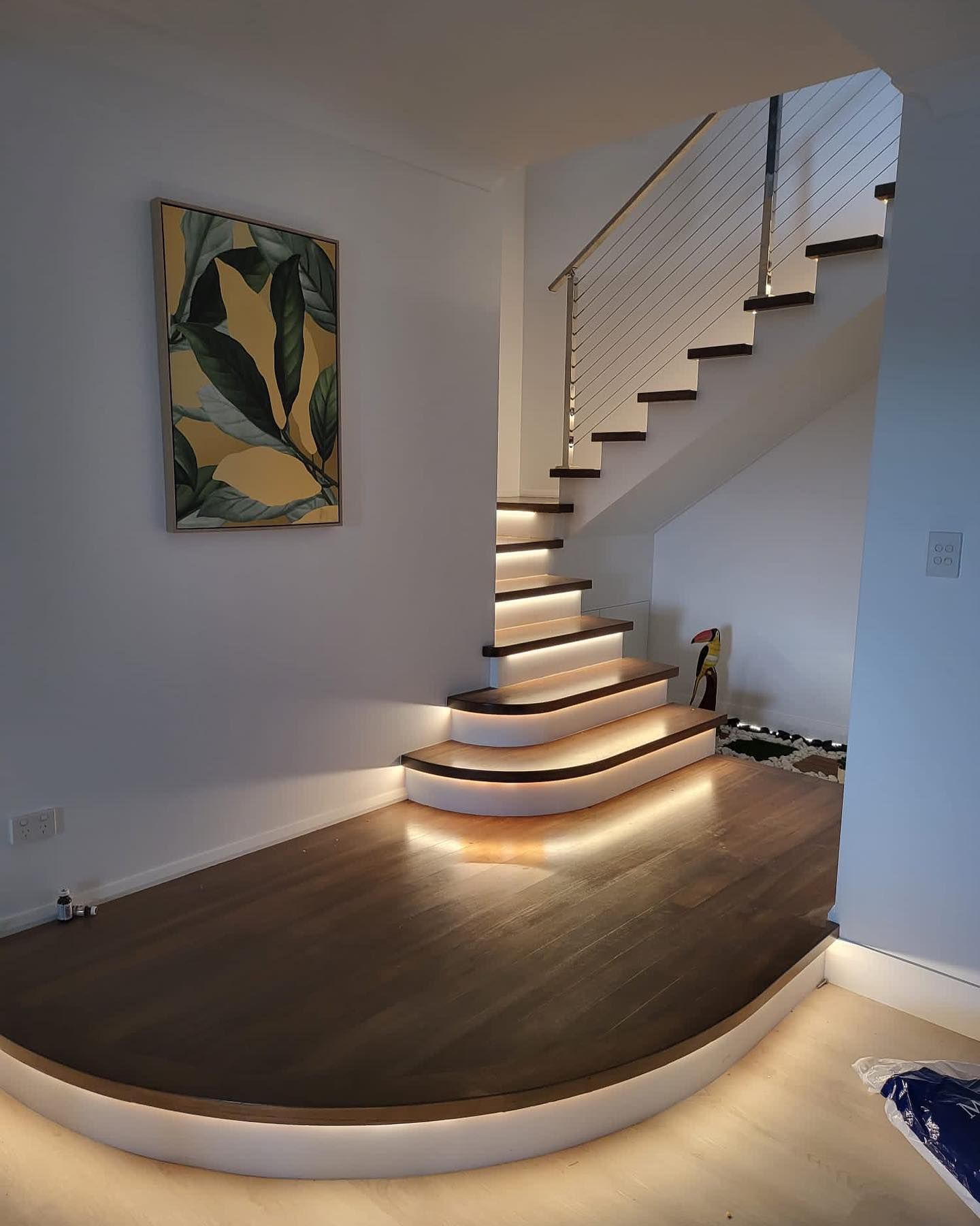 A Modern Staircase with Wood Steps — Coastline Building & Renovations In Forster, NSW