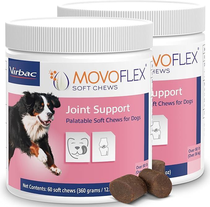 Two jars of novoflex soft chews for dogs joint support