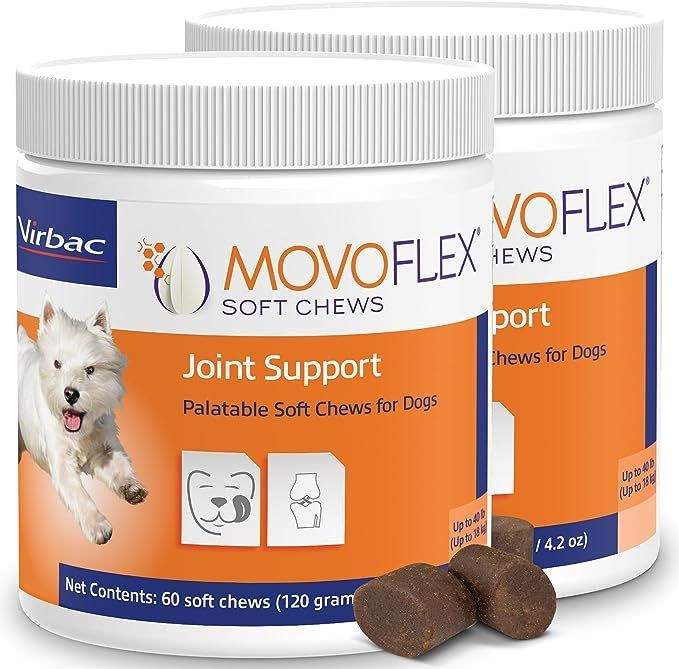 Two jars of novoflex soft chews for dogs joint support