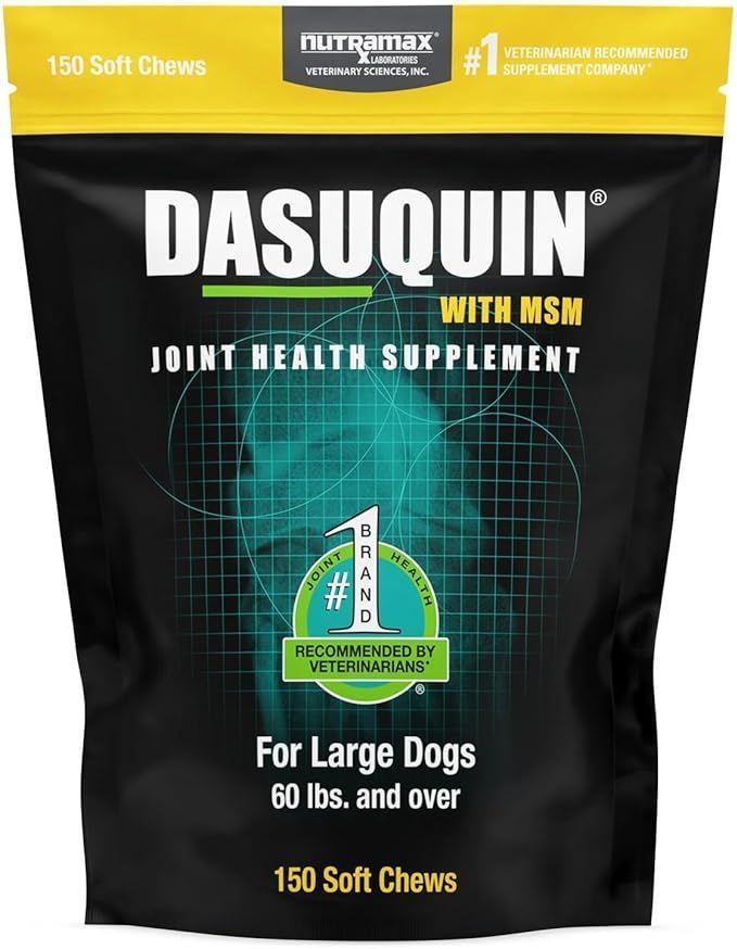 A bag of dasuquin with msm joint health supplement for large dogs.