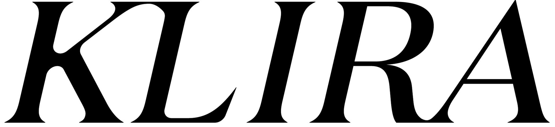 KLIRA in bold, black serif letters.