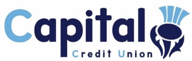 Logo for Capital Credit Union with a blue and navy color scheme and a thistle symbol.