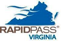 The logo for rapidpass virginia is a blue mountain with waves coming out of it.