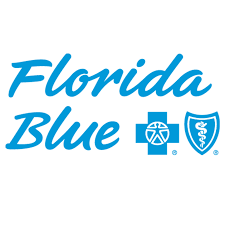 A blue cross blue shield logo with a cross and shield on a white background.