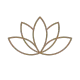 Icône minimaliste de fleur de lotus brune au trait sur fond blanc