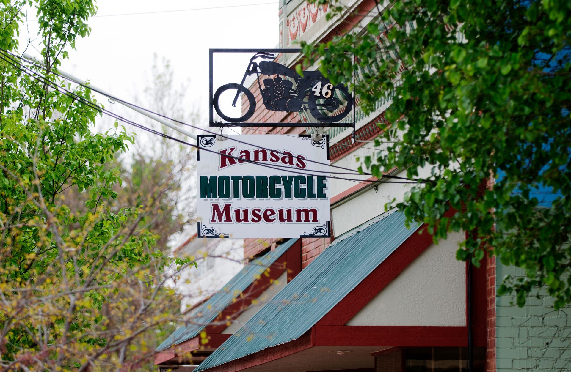 A hanging sign reads 