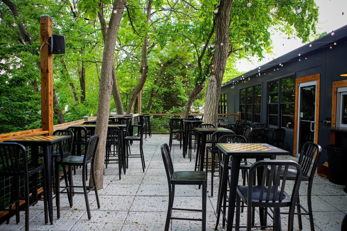 Viewing the outdoor patio of Old School Tap House & Social