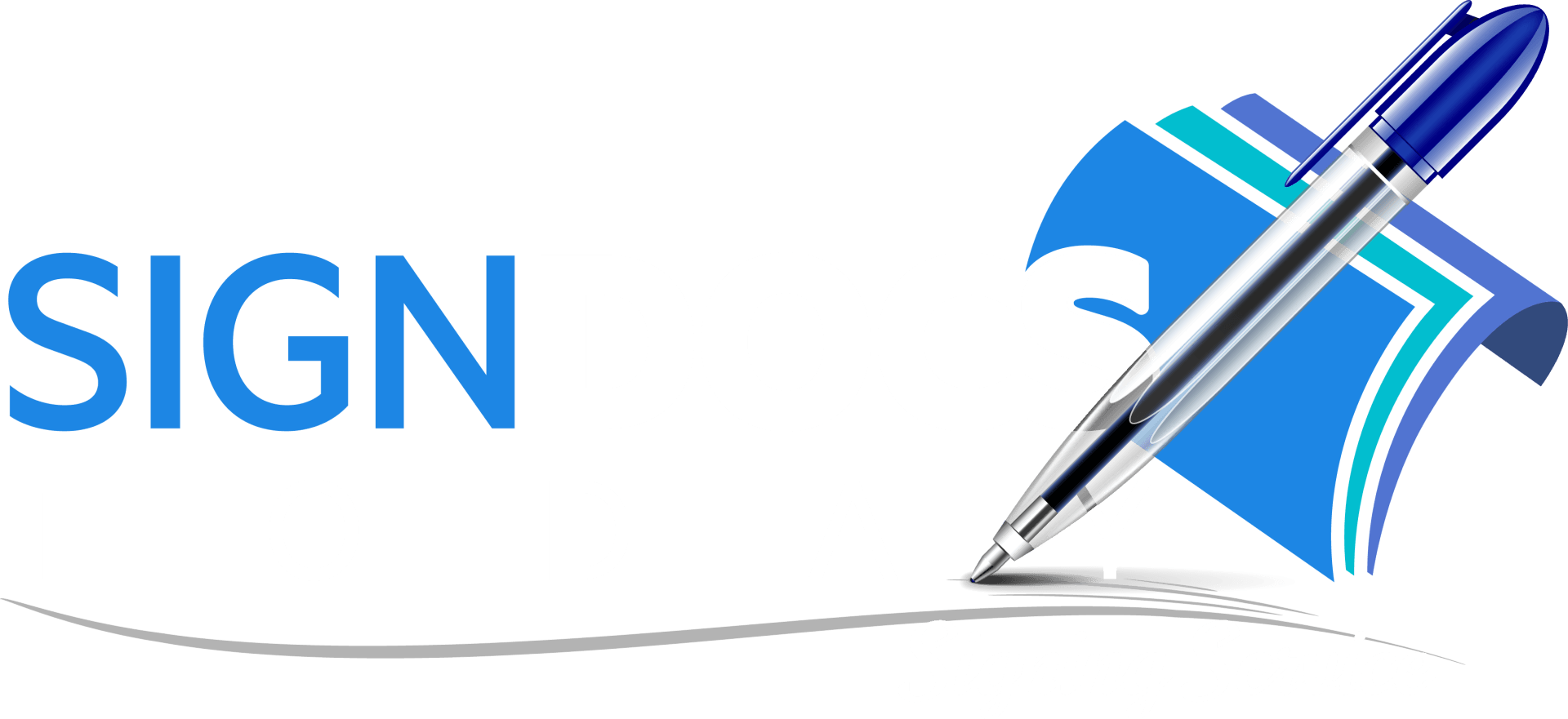 A pen is written on a piece of paper that says sign