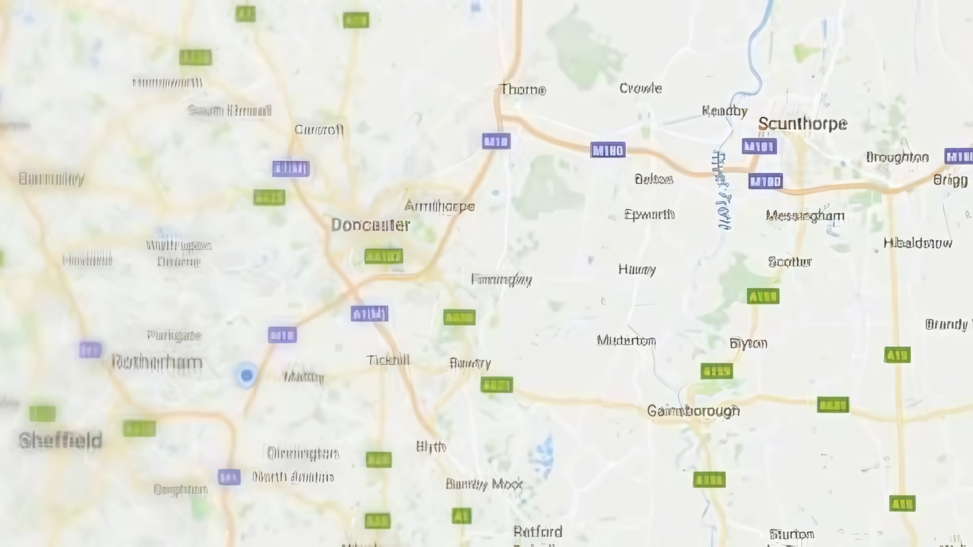 A digital map of the South Yorkshire region in England, showing Doncaster, Sheffield, and surrounding towns and roads.