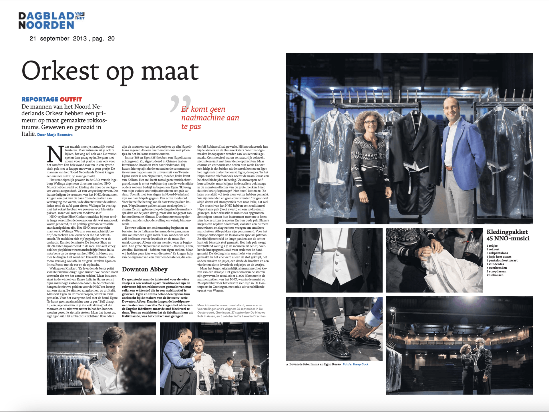 Artikel over op maat gemaakte orkestkleding