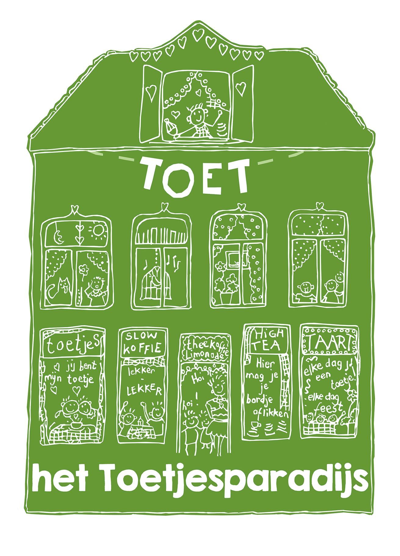 Illustratie voor Toet het Toetjesparadijs door Elise Klinkert
