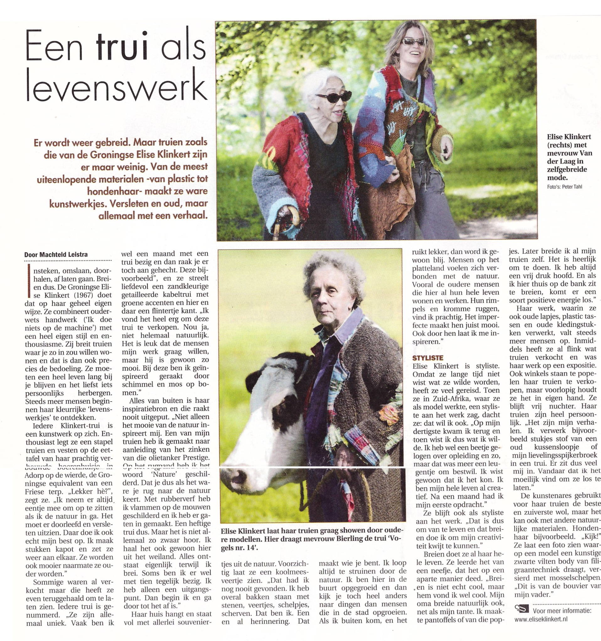 'Een trui als levenswerk' interview met Elise Klinkert