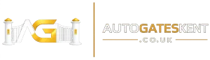 AutoGatesKent logo with gold gate design and grey text on white background