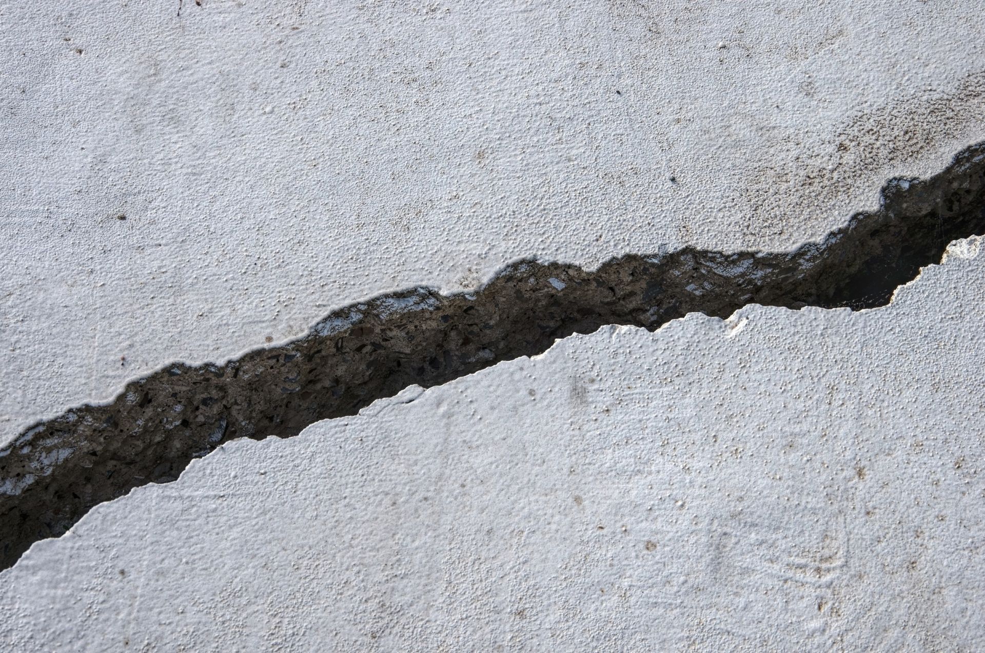 A large crack on a foundation.