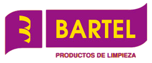 Logotipo de Bartel con diseño morado y amarillo y el texto “PRODUCTOS DE LIMPIEZA”