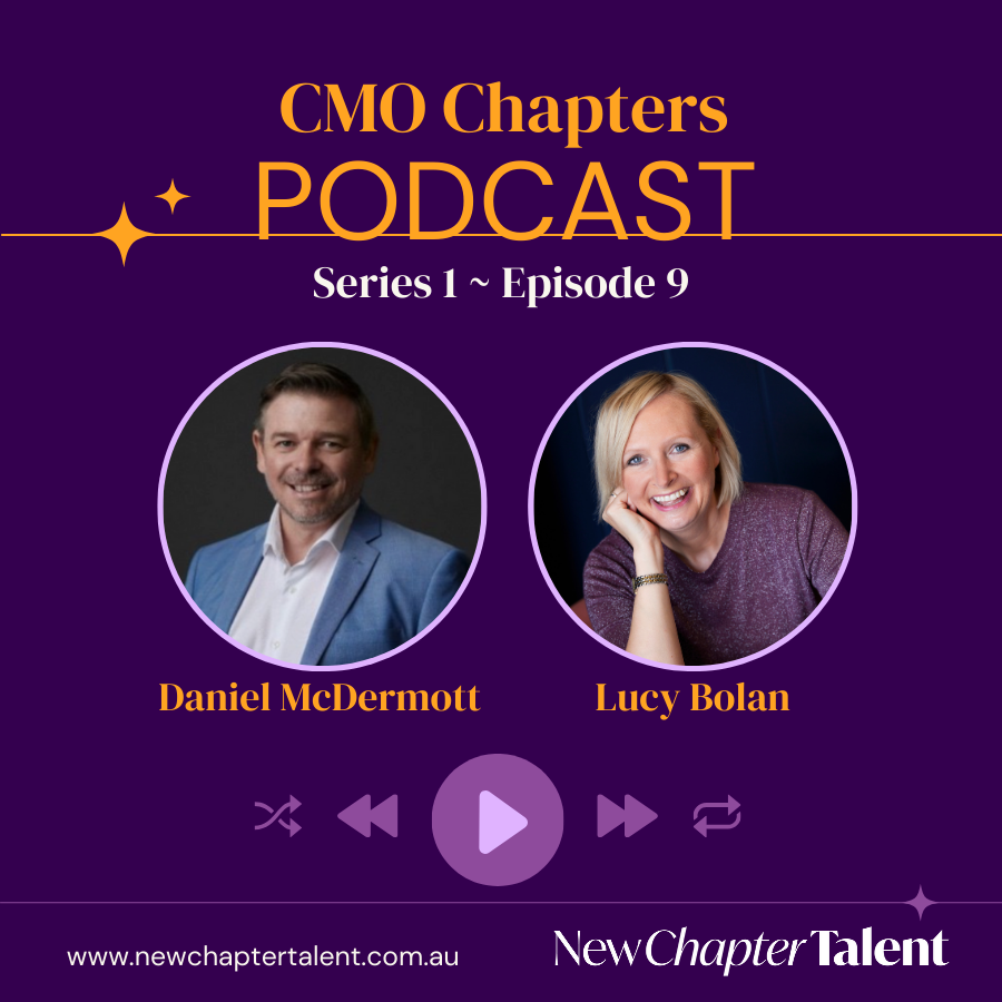 Podcast cover: Daniel McDermott and Lucy Bolan. Purple background with text.