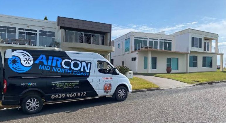 Air Conditioner Company Vehicle Outside Residential House