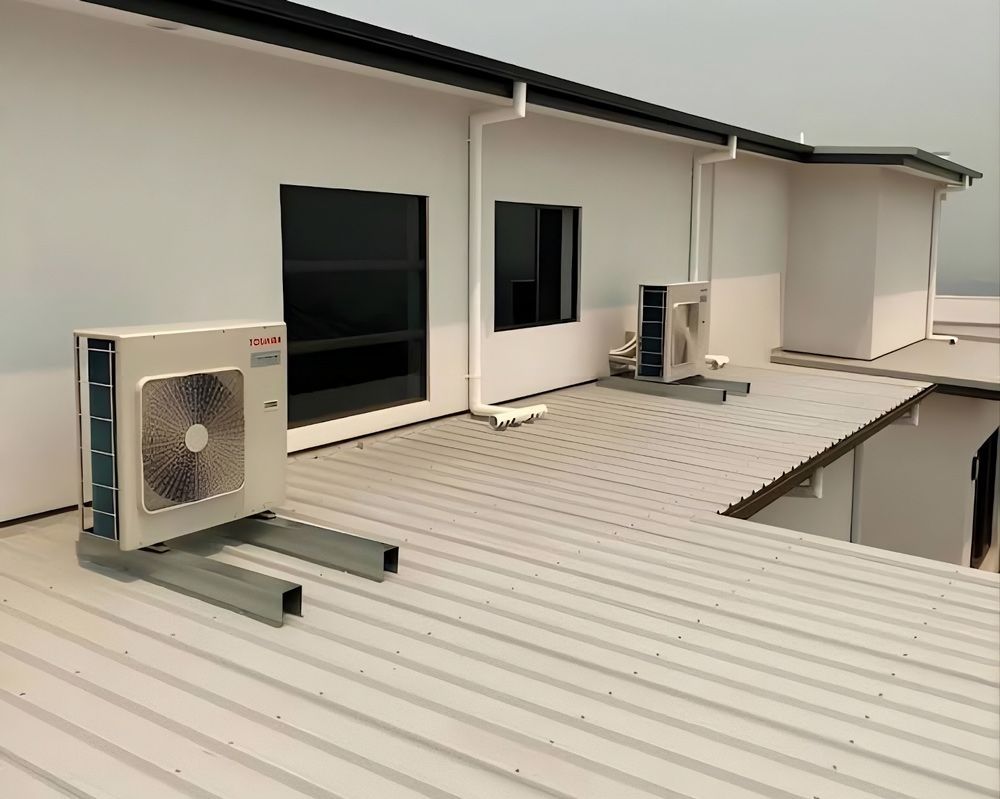 Metal Roof with Air Conditioning Outdoor Units