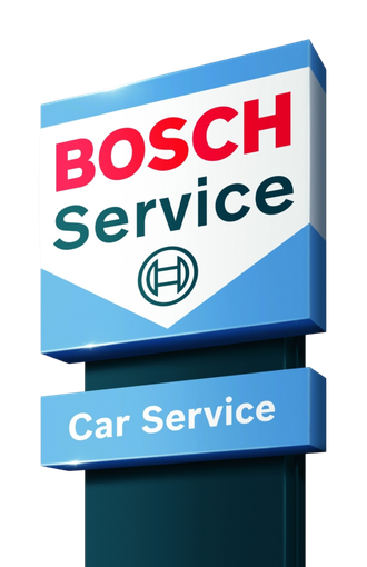 Cartello di servizio Bosch con logo blu e bianco e scritta