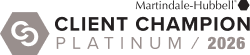 Martindale-Hubbell Client Champion Platinum 2026 badge with gray and black logo text
