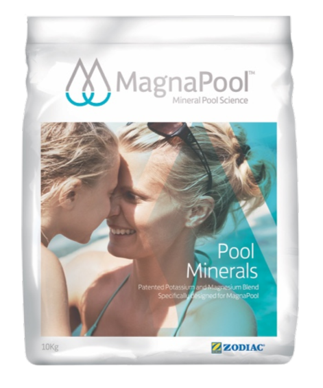 MagnaPool pool minerals bag with swimmers and blue water splash design