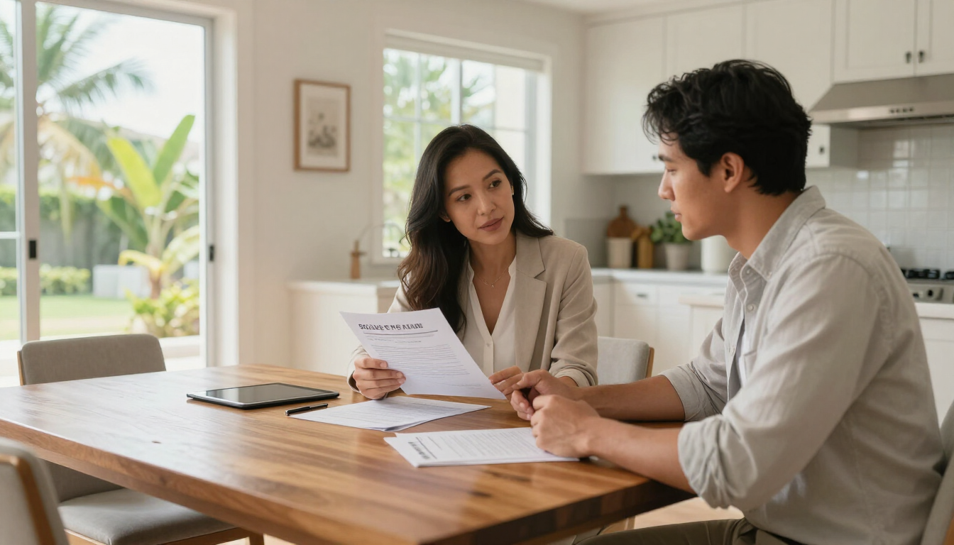 Real estate professional reviewing a home-selling plan with a seller