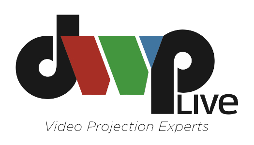 A logo for dvp live video projection experts