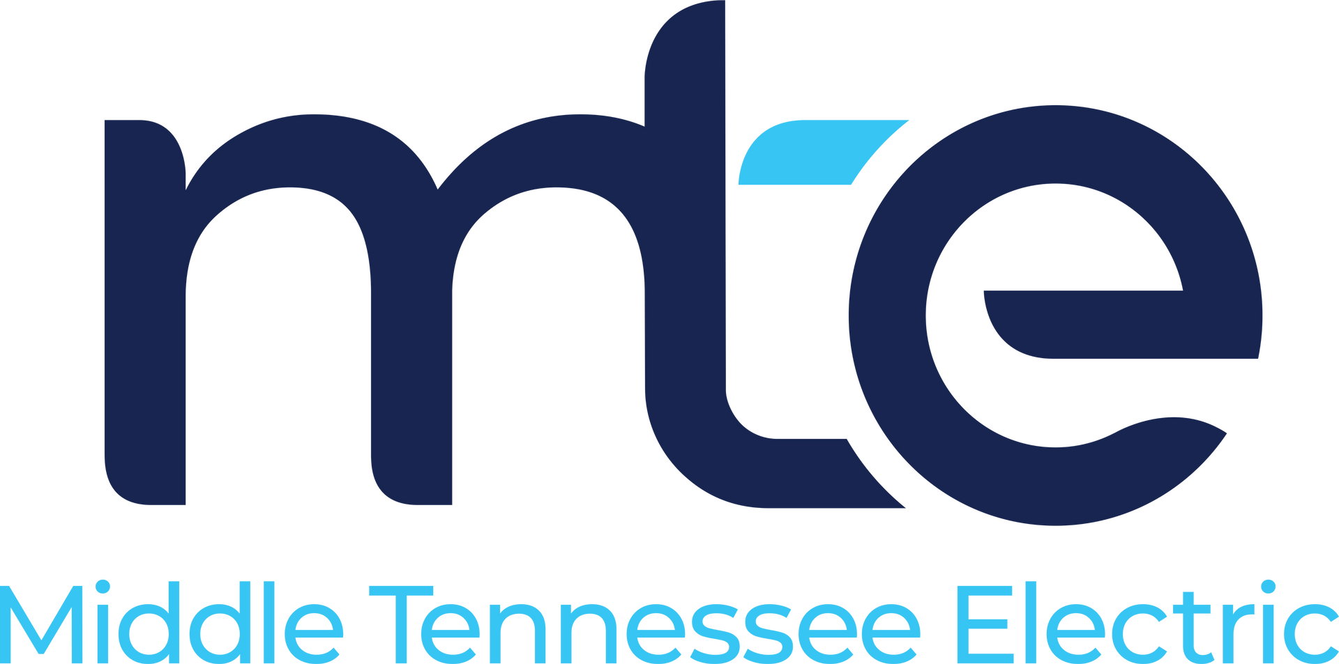 A blue and white logo for middle tennessee electric