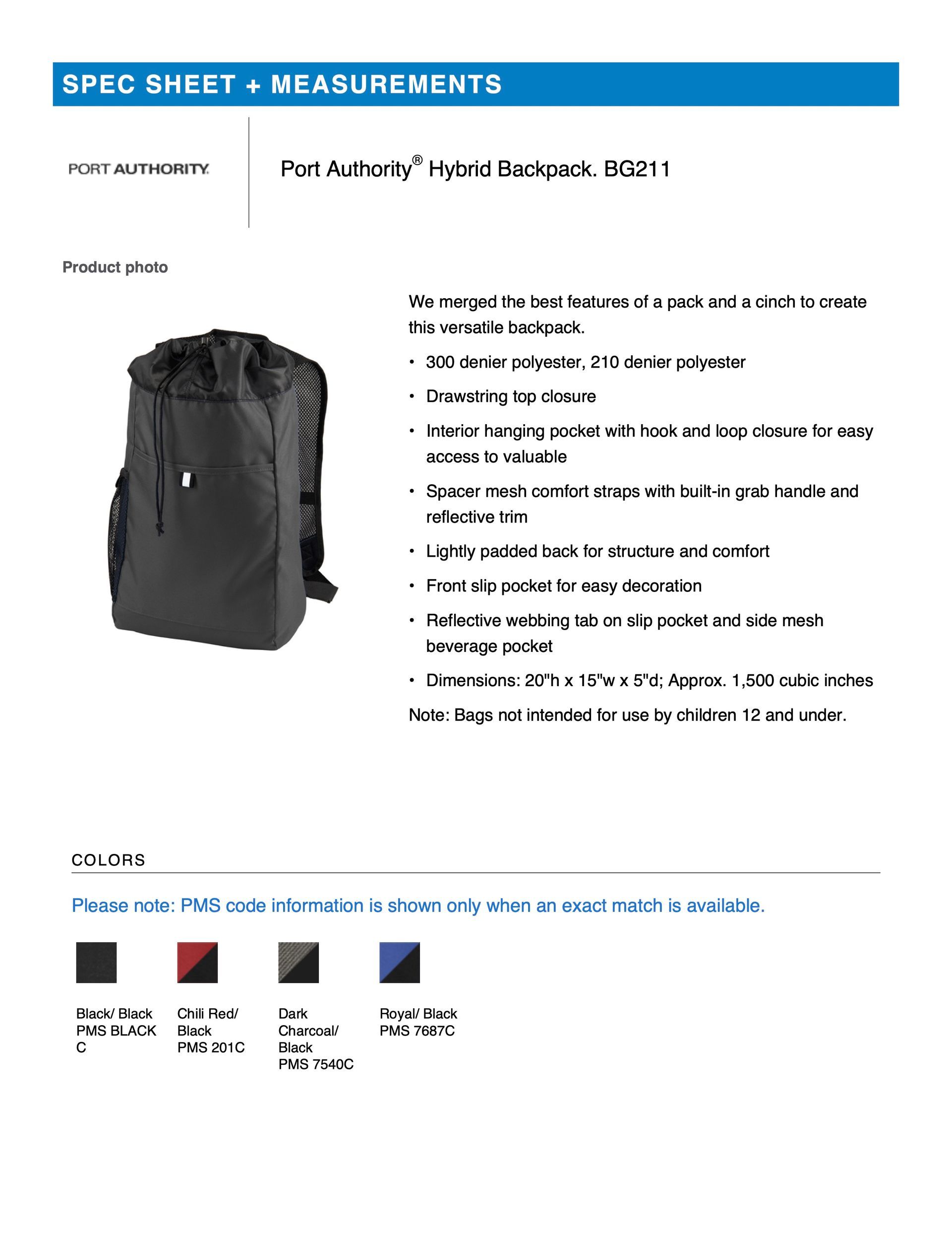 BG211 Port Authority® Hybrid Backpack