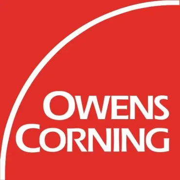 Owens Corning logo in white on a red background
