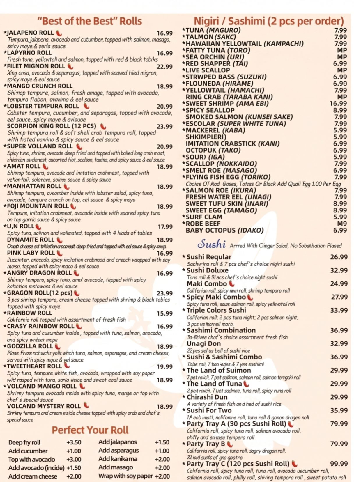 Volcano Steak & Sushi West Berlin menu page 4