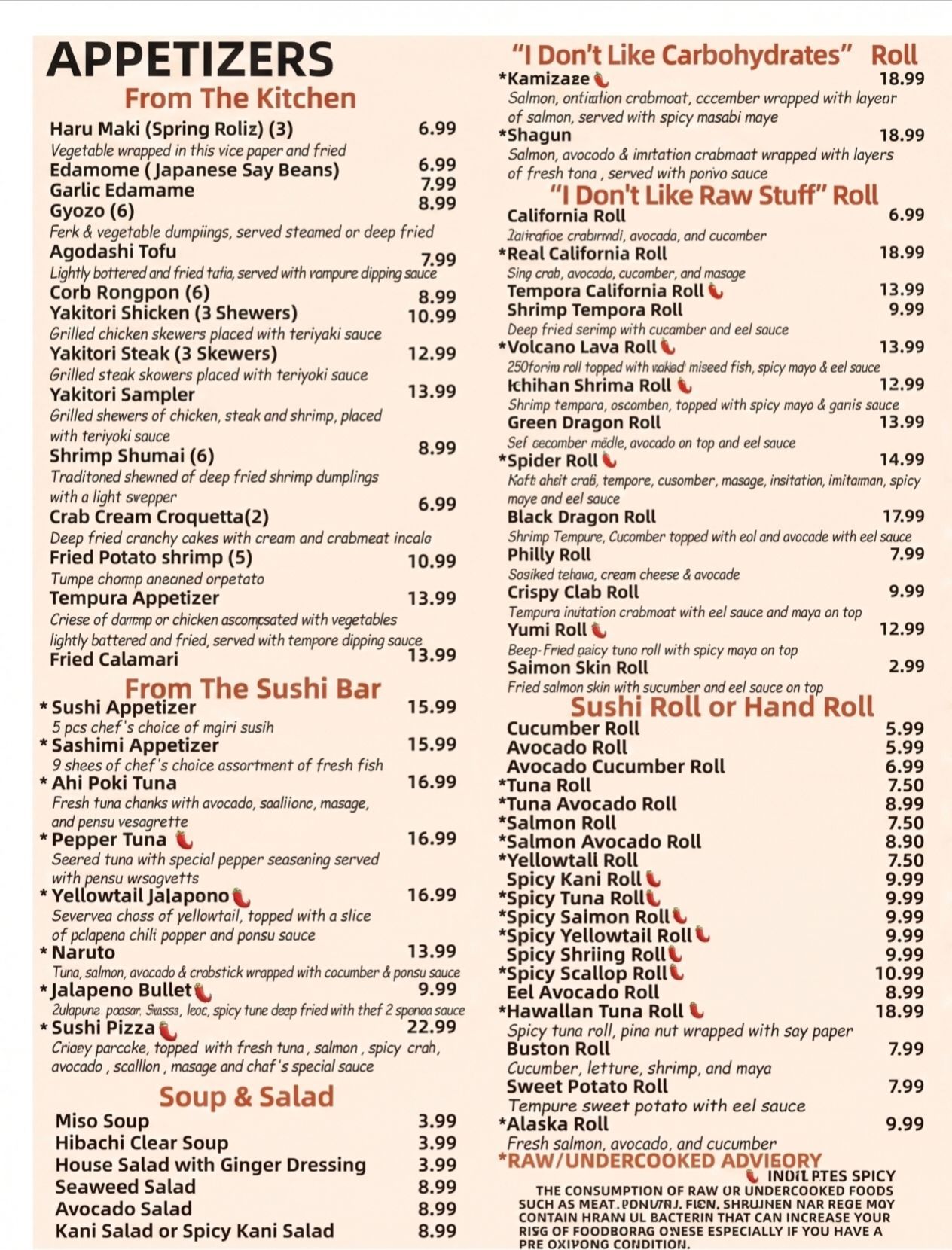 Volcano Steak & Sushi West Berlin menu page 3