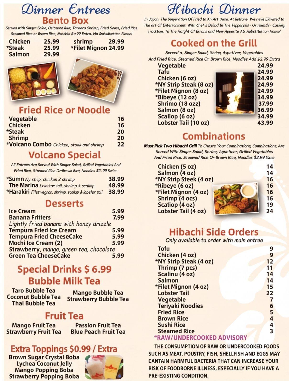 Volcano Steak & Sushi West Berlin menu, page 1