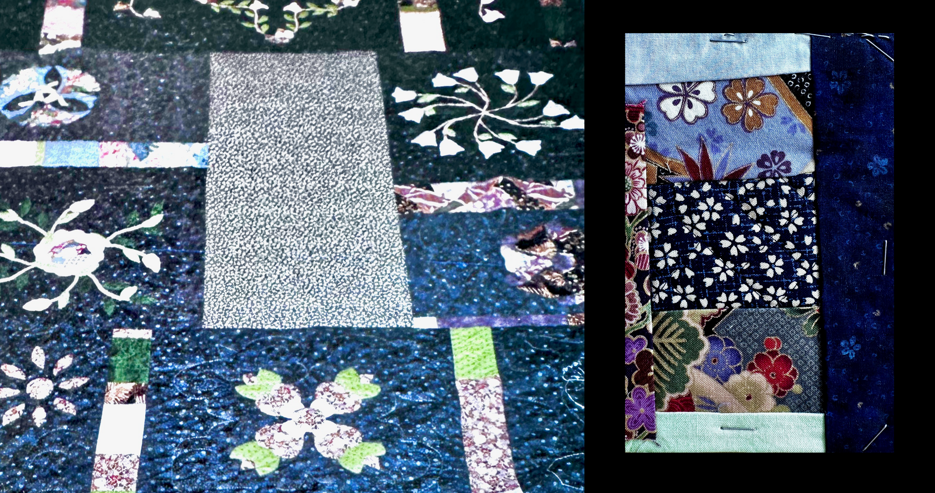 Quilt for Joey and Mayumi plus material sample block.