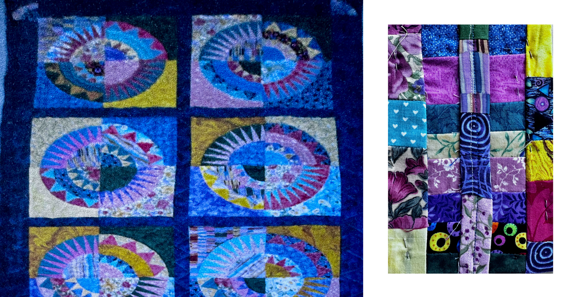 Quilt for Luke and Kim plus materials sample block